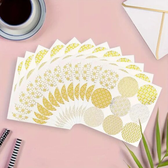 NEW 198 Pieces Gold Decorative Circle Stickers, Seals, Labels, 22 Sheets - Picture 6 of 6
